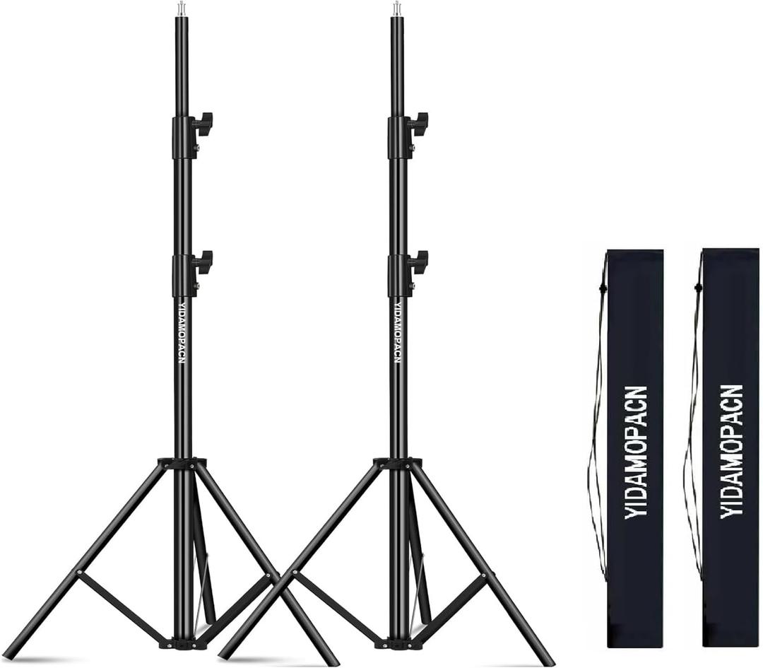Heavy Duty Light Stand 9.2ft/280cm 10KG Max Load Spring Cushioned Aluminum Photography Light Stand with 1/4" Screw for Photography Softboxes Studio Shooting (2pack)