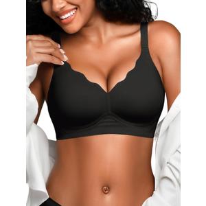 Wireless Jelly Bras for Women No Underwire with Support - S-2XL Seamless Bralettes Everyday Comfort Tshirt Padded Bra, L