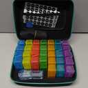 Monthly Pill Organizer 2 Times a Day, with Portable Hard Shell, Pill Cutter, 31-Day Box, Plastic Opening Pick, Monthly & Weekly Stickers, Convenient Medication Management (Black, 2 Times a Day)