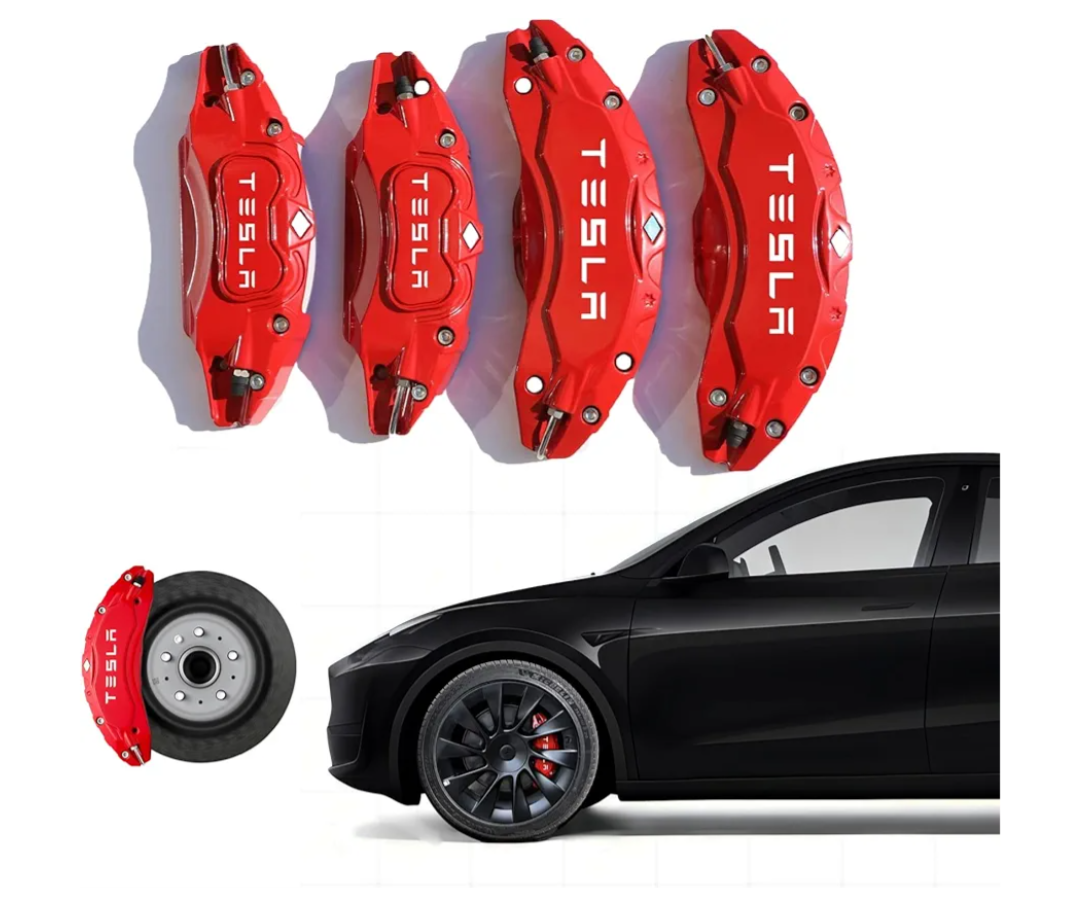 Caliper Covers for Compatible with for Tesla Model Y Accessories, 2020-2024 19 20 Inch Wheel Hub Front and Rear Brake Caliper Covers - Red Front and Rear Brake Not for Model 3 (Model Y 2020-2024)