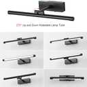 Modern LED Picture Light Dimmable 12.6 "Black Picture Light lampshade can Rotate up or Down 270 Degrees 3 Color Temperature Display Wall Art Light Battery Powered