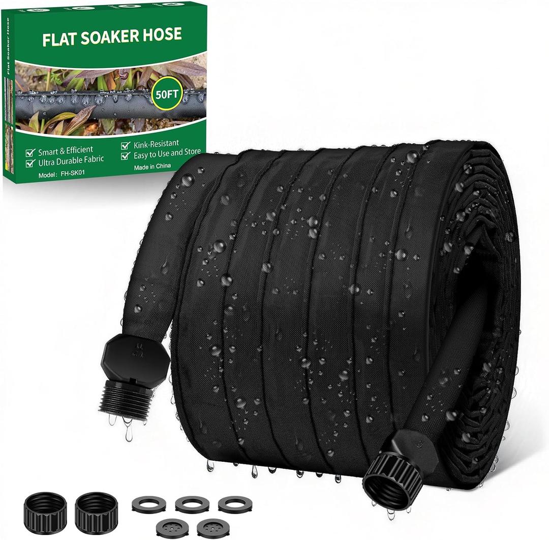 Soaker Hose 50 ft, 1/2 Linkable Consistent Drip Irrigation Hoses, Garden Hose With Drip Irrigation System, Leakproof Design Water Hose, Save 80% of Water for Garden, Farm, Orchard Plantation