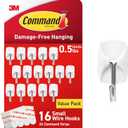 Command Small Wire Toggle Hooks, Damage Free Hanging Wall Hooks with Adhesive Strips, No Tools Wall Hooks for Hanging Organizational Items in Living Spaces, 16 White Hooks and 24 Strips