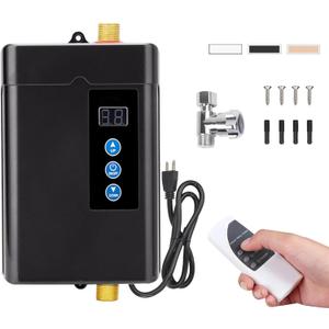 Tankless Water Heater Electric,110v 3000w Instant Water Heater with Remote Control, Water Temperature Regulating and Adjustable Temperature, LCD Digital Display for Kitchen and Bathroom,Black