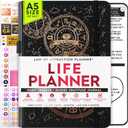Life Planner - 5 Minute Daily Gratitude & Manifestation Journal | Positivity & Affirmation | Guided Mindfulness, Self Care & Mental Health Journal | 90-Day Undated Planner, Vision Board & Stickers (Black Clock)