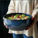 9 Inch Large Salad Bowls Set of 2, 83 Oz Porcelain Serving Bowl for Salad Soup Pasta Popcorn, Ceramic Decorative Bowls Fruit Bowl for Home Decor, Microwave,Oven,and Dishwasher Safe, 9.06" D x 9.06" W x 3.94" H