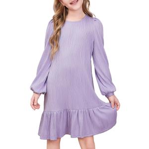 blibean Teen Girls Fall Dresses Kids Long Sleeve Boho Dress Size 6-15 Years