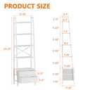 Furologee 5-Tier Ladder Shelf with 2 Drawers,Narrow Bookshelf Storage Shelves,Industrial Bookcase Freestanding Rack Units for Bedroom,Living Room,Bathroom,Home Office,Balcony,Wood Metal, White