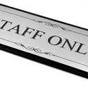 OriginDesigned Staff Only Door Sign, Adhesive Plaque, Stylish Metallic Silver and Black - Acrylic
