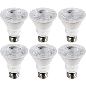 KOR (Pack of 6) LED PAR20 Light Bulbs, 8W (Replaces 50W 50PAR20), E26 Base, Waterproof Indoor/Outdoor Use, UL & Energy Star (5000K Day-Light)