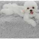 Bedfolks Waterproof Crate Bed, Plush Dog & Cat Bed with Removable Washable Cover, Faux Fur Kennel Pad, 23"x18", Dark Grey