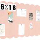 Mooliwe Scalloped Felt Bulletin Board 36 x 18 Inches Foldable Flesh Pink Pin Cork Board Alternative for Wall, 3' x 1.5' Trifold Picture Vision Self Adhesive Bulletin Decorative