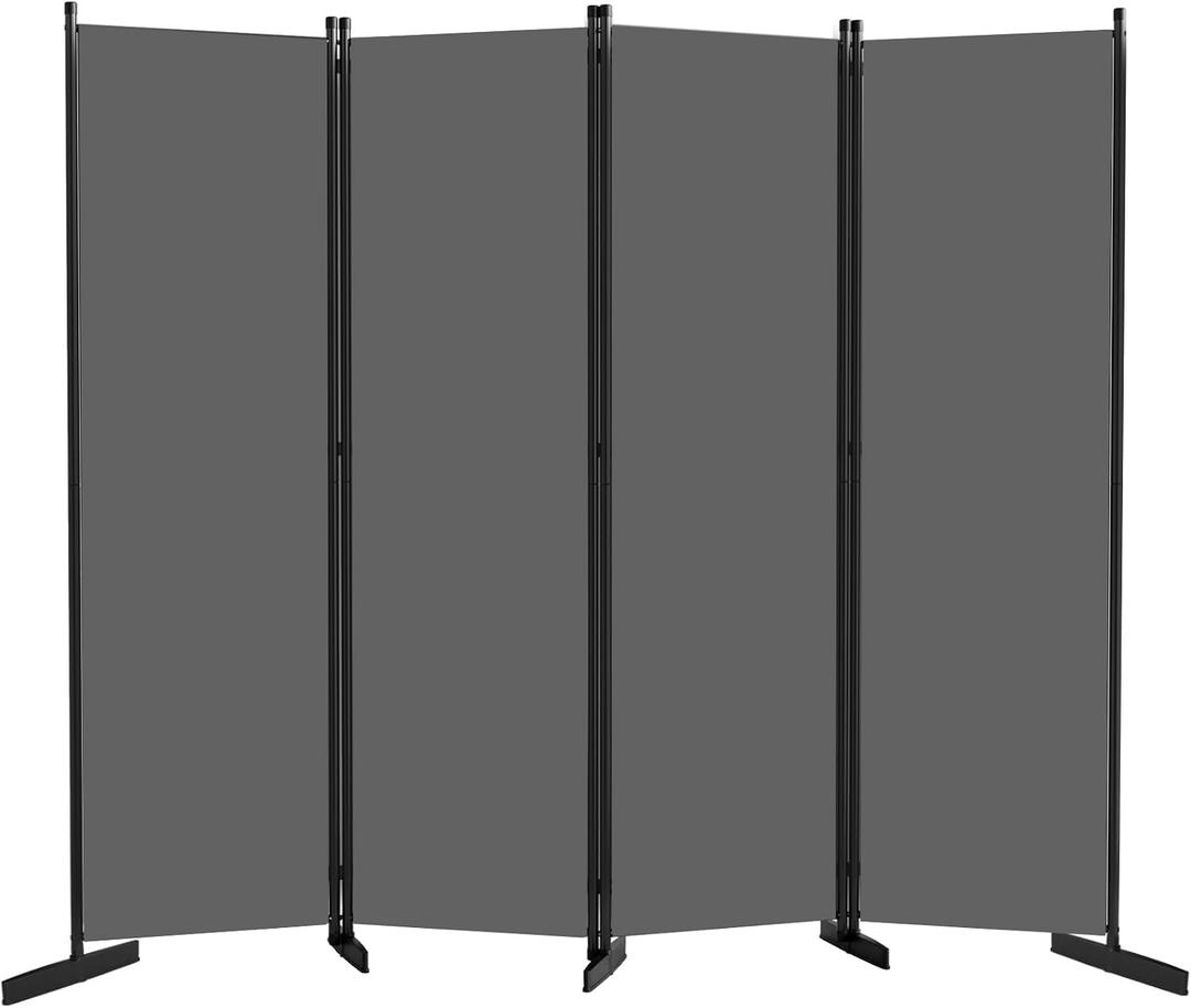 AKTOP Room Divider 4 Panel, 80" W Portable Wall Divider for Room Separation, Freestanding Partition Room Dividers, Folding Room Separators Privacy Screens for Home Office Bedroom, Grey
