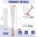 2 Pairs Kid Leg Sleeve Full Leg Compression Sleeves UV for Men Adult Youth Boy Girl Basketball Football Running(Medium,White)