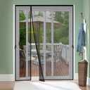 Reversible Left Right Side Opening Fiberglass Magnetic Screen Door, Fit Door Size 60x80in,Heavy Duty Fiberglass Screen Door Mesh for Front, Patio Sliding Door, French Bug Door Screen Magnetic Closure