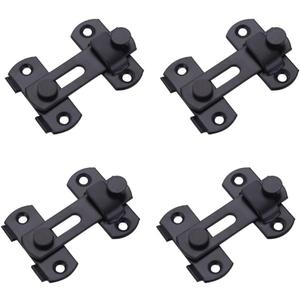 Flip Lock Barn Door Latch 4 Pack Door Latches Small Black Safety Door Glide Sliding Wine Cabinet Closet Gate for Bathroom Garden Cabinet Window