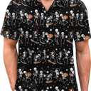 Hawaiian Shirt for Men Short Sleeve Button Down Shirt Men Casual Summer Tropical Beach Aloha Shirts Hawaii Party (Black, S)