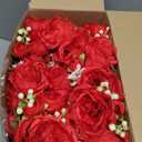 Geosar 16 Bundles Artificial Peonies Flowers Fake Silk Peony Bouquet Faux Peonies Flowers Bulk for Decoration Vase Floral Arrangements Wedding Party Table (Bright Red)