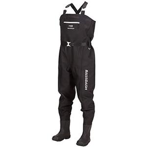 BASSDASH 3D Boot Foot Game Wader Ultra High Strength Black Plaid Nylon PVC Fishing Hunting Chest Waders for Men XL 10-11