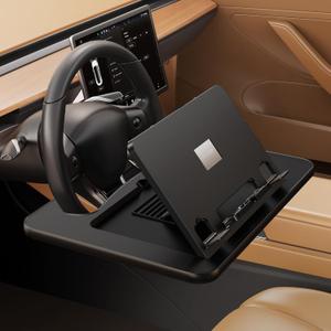 Angle Adjustable Car Steering Wheel Desk,3 in 1 Car Steering Wheel Tray,Car Laptop Mount | Car Reading Stand | Car Food Tray with Drinks Holder, Multipurpose Travel Car Accessories (Desk-Black)