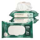 The Honest Company Hypoallergenic Flushable Wipes for Sensitive Skin, Tropical Leaves, 126 Count (42 Count (Pack of 3))