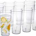US Acrylic Caf Plastic Reusable Tumblers (Set of 12) 32-ounce Iced-Tea Cups Clear | Value Set of Restaurant Style Drinking Glasses, Stackable, BPA-free, Made in the USA | Top-rack Dishwasher Safe