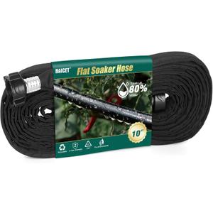 Flat Soaker Hose 10FT Lightweight and Flexible Irrigation Solution for Garden Beds, Flower Beds, and Lawns (10FT)