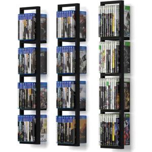 You Have Space Black Floating Shelves for Wall, 34 Inch Video Games CD DVD Storage Shelves, Cube Storage Organizer Shelf Set of 3, Large