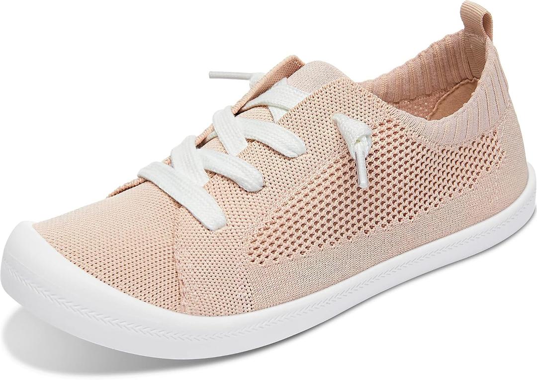 ALTOCIS Women's Knit Slip On Sneakers Ladies Elastic Low Top Flats Lightweight Breathe Mesh Fashion Sneakers Cute Flying Woven Loafers, Size 7