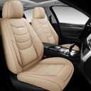 Car Seat Covers Front Seats Only, Universal Luxury Automotive Car Seat Protector 2 Pack, Waterproof Breathable Leather Car Seat Cushion for Most Vehicles SUV Pick-up Truck, Beige