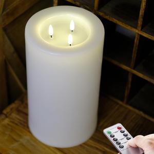 NONNO & ZGF Outdoor XL 6.45" x 11" Large Flameless Candles with Remote .Rainproof Waterproof LED Battery Operated .Flickering Pillar CANDLES-3-C Batteries Runs 500hours (Not Included)