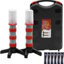Twinkle Star Emergency Roadside Flares Kit LED Safety Strobe Road Warning Light Highway Beacon Alert Flare with Magnetic Base, Detachable Stand, Solid Storage Case (Set of 2)