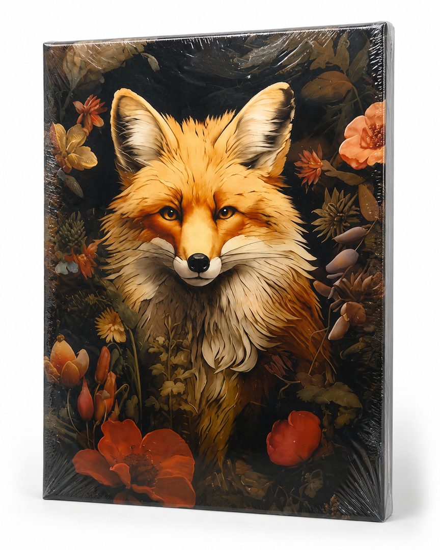 Magical Forest Animal Canvas Wall Art Flowers And Wild Animals Prints Wall Decor Dark Cottagecore Posters Gothic Vintage Botanical Floral Painting Picture Nature Room Decor Bedroom Decoration Framed, 12x16 Inches