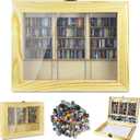 Anxiety Bookshelf 300pcs Mini Books Mini Bookshelf Ornament Miniature Bookshelf Decor Shake Bookshelf Miniature Book Library for Book Lovers Home Room Office Decor (NATURAL COLOR)