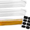 3 Pack Pasta Storage Container Plastic Spaghetti Food Storage Box, Airtight Spaghetti Noodle Holder Rectangular Chopstick Storages Box for Spaghettis, Pasta, Noodles, Eggs, Fruits Snacks