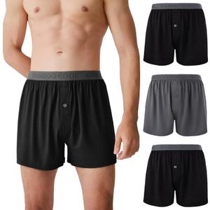 BAMBOO COOL Mens Boxer Shorts Underwear Soft Comfortable Breathable Knit Boxers Short for Men (3 or 5 Pack) (XL)