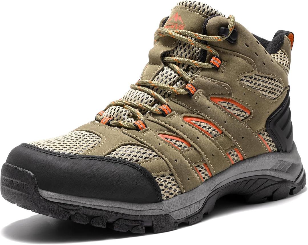 NORTIV 8 Women's Waterproof Hiking Boots Outdoor Trekking Mid Backpacking Mountaineering lightweight boots (8.5, Brown/Orange)