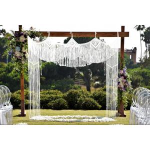 kiido Large Macrame Wedding Backdrop(78" W x 86" L) for Arbor/Arch Bohemian Wall Hanging Decor Boho Doorway/Window Curtains Room Divider