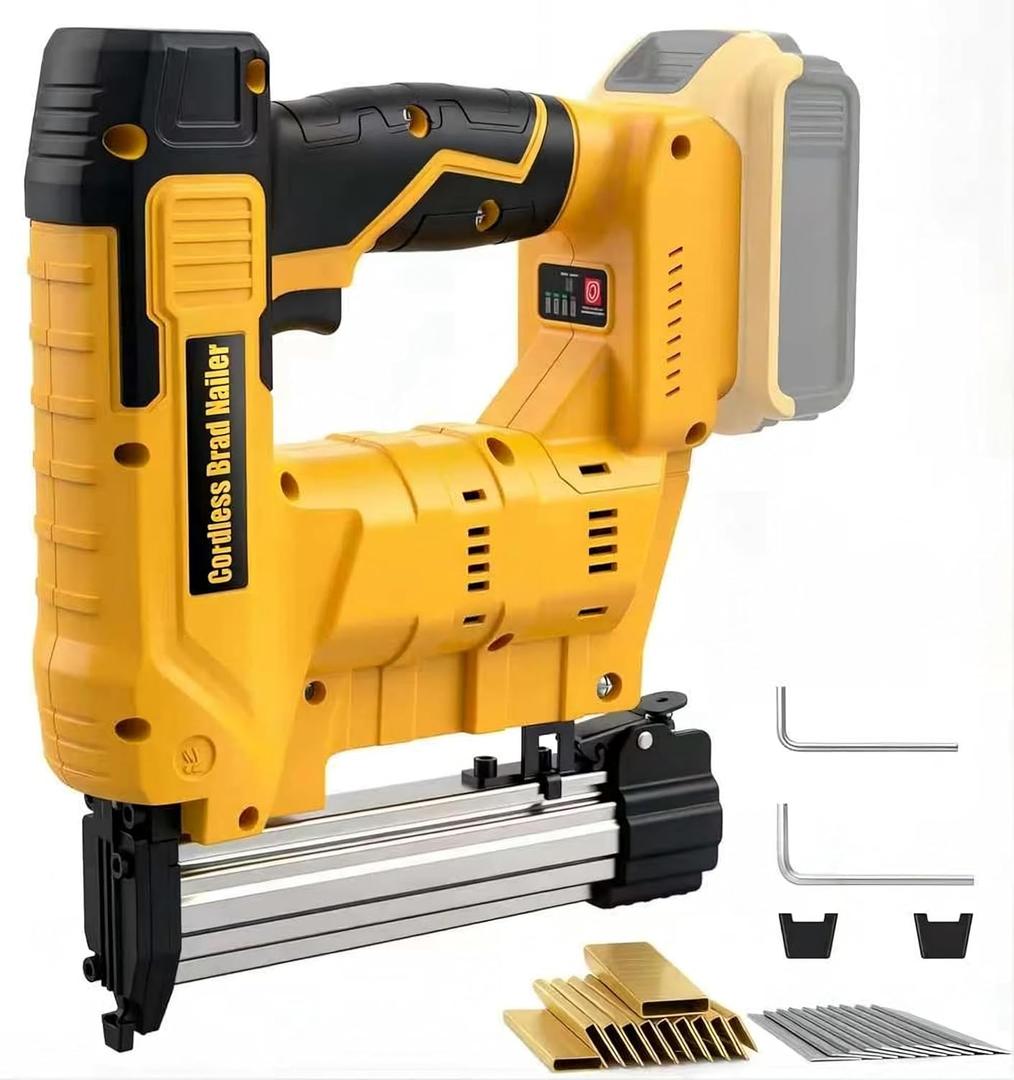 2-in-1 Cordless 18GA Nail Gun & Staple Gun Compatible with Dewalt 20V Max Battery (No Battery), Brad Nailer & Stapler Battery Powered with 1000 Nails/Staples for DIY, Woodworking (Yellow)