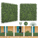 Bybeton Artificial Boxwood Panels,24"x 16" (24pc) 4-Layer Leaves UV-Anti Greenery Grass Wall Backdrop for Indoor Outdoor Privacy Protected and Garden, Balcony,Privacy Fence Screen Decor