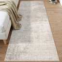 Hallway 3x8 Washable Runner Rug: Abstract Stain Resistant Entryway Kitchen Area Rugs Farmhouse Soft Bathroom Bedroom Print Floor Mat Thin Non-Slip Indoor Carpet for Living Room Laudry(3x8,Beige/Cream)