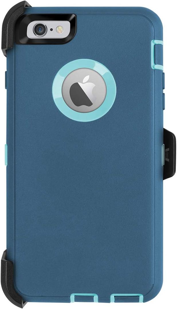 AICase iPhone 6S Plus / 6 Plus Case, Heavy Duty, Built-in Screen Protector, Tough, Shockproof, Kickstand, Bright Blue (Bright Blue with Belt Clip)