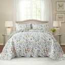 HoneiLife Queen Quilt Bedding Set - 3 Pieces Microfiber Quilt Sets Lightweight Bedspreads Reversible Coverlets Retro Bed Cover Floral Bedding Set Wildflower Quilts All Season Use, Queen/Full-90"x 96"