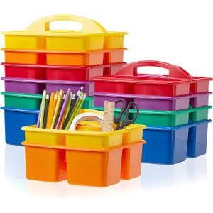 Threehoney 12 Pack Classroom Caddy 3 Compartment with Handle, 
Multicolor