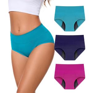Incontinence Underwear for Women, 100ML Period High Waisted Leakproof Washable Protective Briefs for Postpartum Bladder Leak Cotton, 3 Pack (X-Large, Multicolor01)