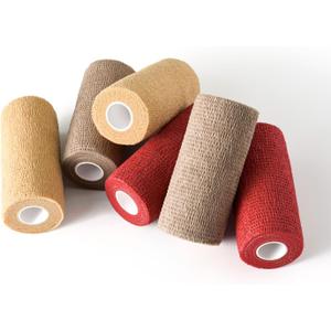 WePet Pet Wrap, Self-Adhesive, Only Sticks to Itself, Non-Woven Tape for Dog Legs, Paws, Wounds, First Aid Cohesive Gauze for Horse, Cat, Bird, Animal, 6 Rolls, 4 Inch, Solid Color A