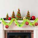 6 Feet Christmas Garland Decorations Xmas Lime Green Faux Fur Ribbon Trim with Red Green Balls Xmas Tree Winding Furry Stripe for Mantel Fireplace Decoration Indoor Outdoor Table Decor