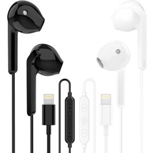 AI Translation Wired Earbuds Real Time - 164 Languages Translator Lightning Headphones & Earphones, Audifonos Traductores Ingls Espaol Ear Buds Compatible with iPhone 14 13 12 11 Pro Max Plus-2Pack