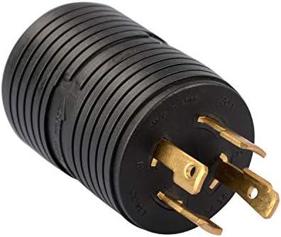 RVGUARD Generator Adapter Plug 4 Prong to 3 Prong, NEMA L14-30P to NEMA L5-30R Locking Adapter