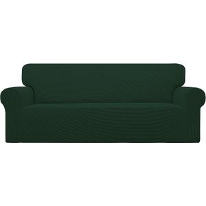 Easy-Going Stretch Sofa Slipcover 1-Piece Sofa Cover Furniture Protector Couch Soft with Elastic Bottom for Kids, Polyester Spandex Jacquard Fabric Small Checks (Sofa, Dark Green)